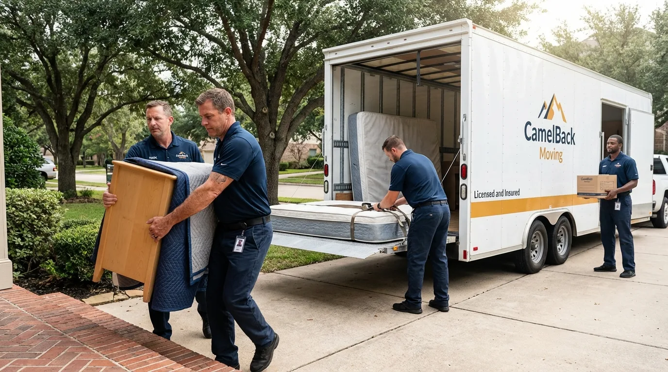 Crew loading residential truck for cross-state move from Deshler, OH