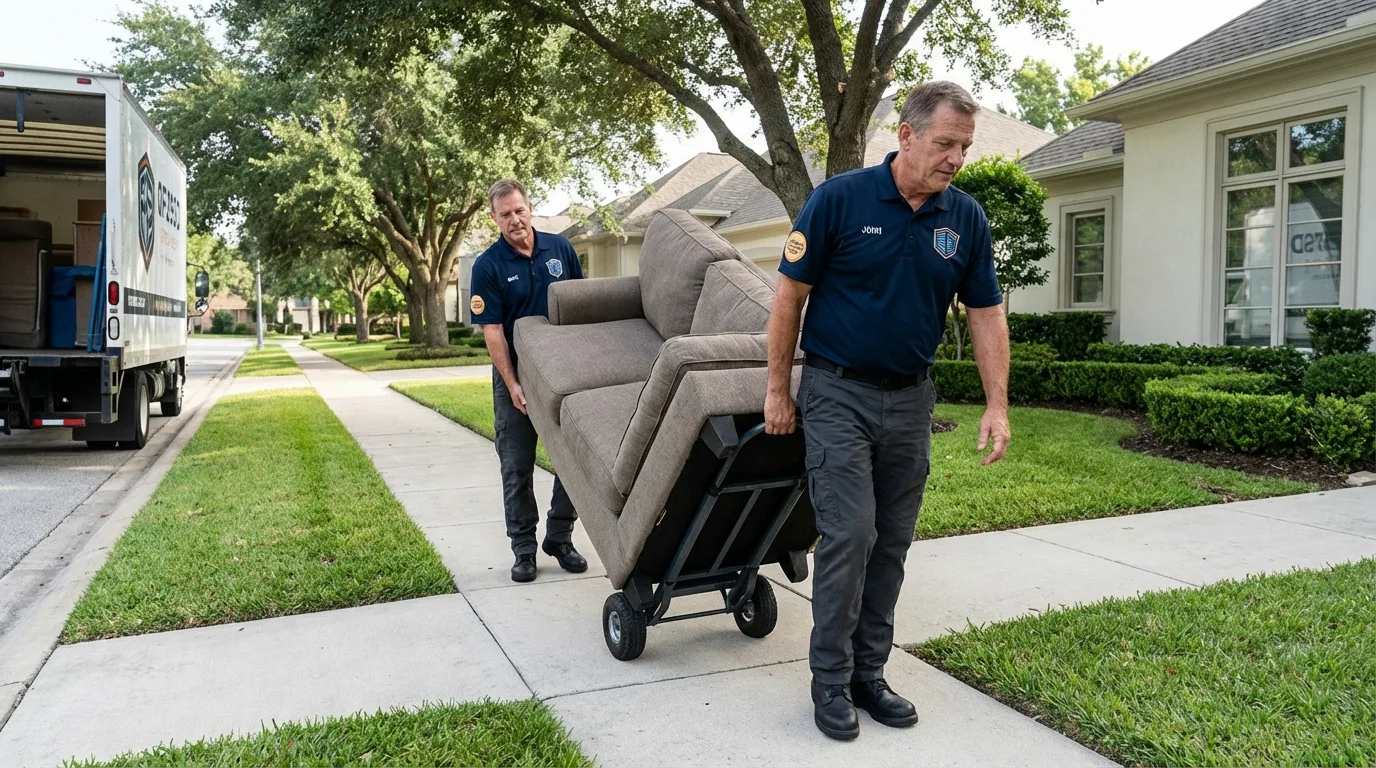Local residential moving crew loading furniture in Deshler, OH